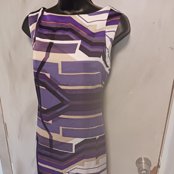Antonio Melani Purple Silk Geo Dress - Picture 1 of 14